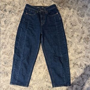 Old Navy High-Rise Barrel Leg Jeans - Dark Blue